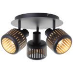 Brilliant Tyas Luz de techo  Aluminium Metal Negro Oro | 370mm -  Apta para 3x E14
