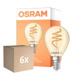 Multipack 6x Osram Vintage 1906 LED Classic Slim E14 Pera Con Filamento Oro 4.9W 470lm - 922 Luz Muy Cálida | Mejor Reproducción De Color - Regulable - Reemplazo 40W