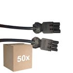 Multipack 50x Noxion GST - Compatible Cable de extensión Negro - Macho + Hembra - 1m - 3 pole 1,5mm2