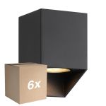 Multipack 6x Nordlux Nico Luz De Pared Cuadrado Aluminium Negro | Apta para 1x GU10